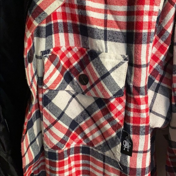 Saga Outerwear plaid coat with grey hood - Picture 4 of 9